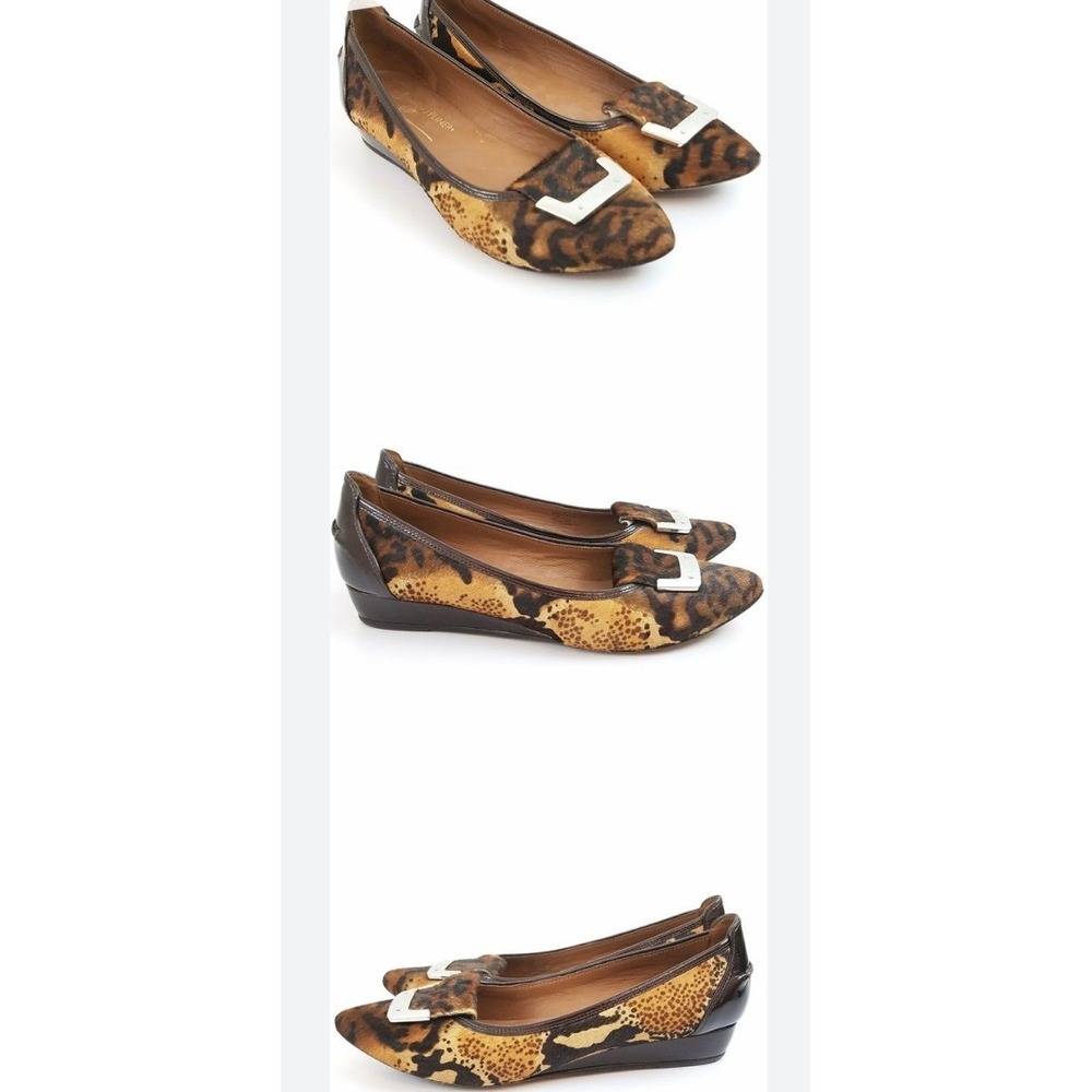 Donald J Pliner Nila Leopard Calf Hair Wedge Pumps Brown Animal Print 8M
